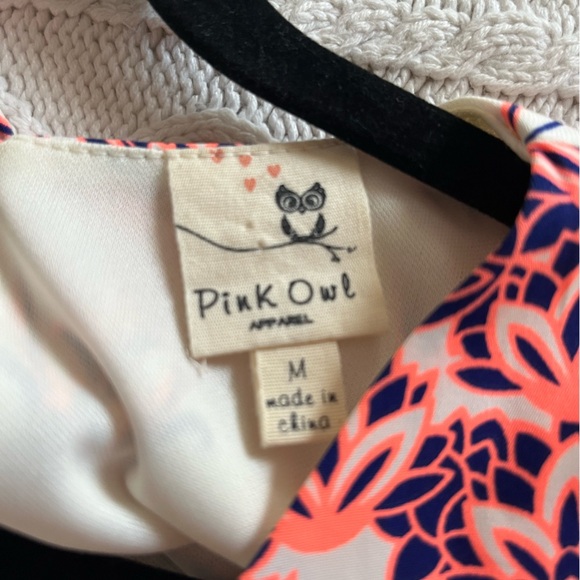Pink Owl Boutique Fluorescent Orange and Pink Patterned Mini Dress Size Medium - Picture 10 of 14